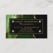 Eleganter Grüner und Goldter Glitzer Marmoratore Visitenkarte (Rückseite)