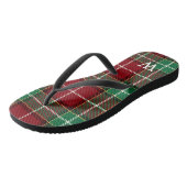 Eleganter grüner und roter Tartan-Karo-Personalize Badesandalen (Schrägansicht)