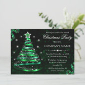 Eleganter Grüner und Silberer Funkelnd Weihnachtsb Einladung (Stehend Vorderseite)