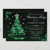 Eleganter Grüner und Silberer Funkelnd Weihnachtsb Einladung (Vorne/Hinten)