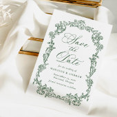 Eleganter grüner viktorianischer Blumenrahmen Hoch Save The Date