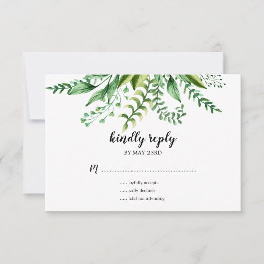 Eleganter grüner Wasserfarben Botanische Hochzeit Einladung (Vorderseite)