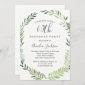 Eleganter Grüner Wasserfarbenkreat 60. Geburtstag Einladung (Vorne/Hinten)
