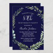 Eleganter Grüner Wasserfarbenkreuzer 80. Geburtsta Einladung (Vorne/Hinten)