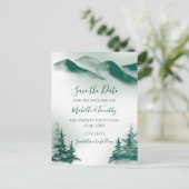 Eleganter Grüner Wasserfarbenwald Rustikal Ankündigungspostkarte (Stehend Vorderseite)