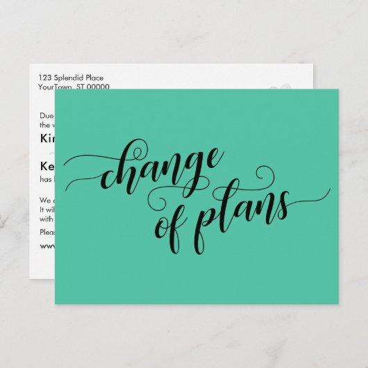 Eleganter grüner Wechsel von Plänen verschoben Hoc Postkarte (Vorne/Hinten)