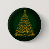 Eleganter grüner Weihnachtsbaum-Button Button (Vorderseite)
