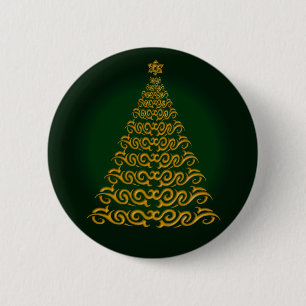 Eleganter grüner Weihnachtsbaum-Button Button