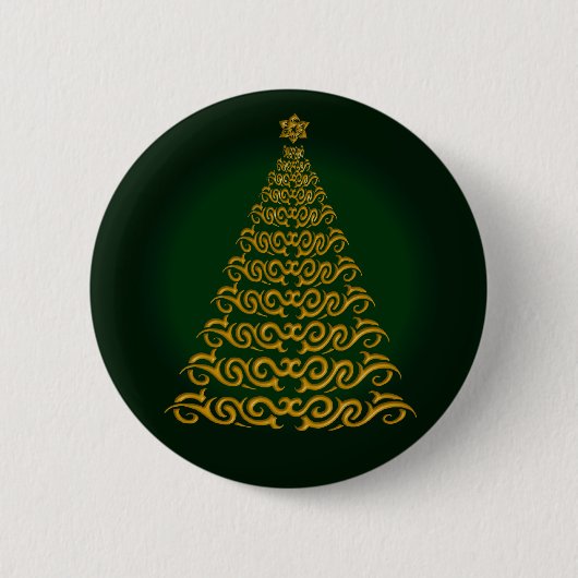 Eleganter grüner Weihnachtsbaum-Button Button (Vorderseite)