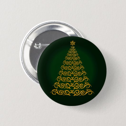 Eleganter grüner Weihnachtsbaum-Button Button (Vorne & Hinten)