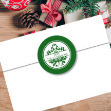 Eleganter, grüner weißer Damast Runder Umschlag Au