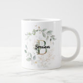 Eleganter grüner Wreath Monogramm Initial 'B' Name Jumbo-Tasse (Rechts)