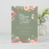 Eleganter Grüngarten Rosa Brautparty Einladung (Stehend Vorderseite)