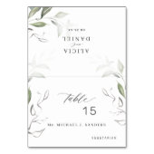 Eleganter Grüngast Name Hochzeit Platzkarte Tischnummer (Vorderseite)