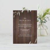 Eleganter Grünholz Landkreis rustikale Hochzeitsde Begleitkarte (Stehend Vorderseite)