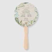 Eleganter Grünkränze | Hochzeitsprogramm Handfäche Fächer (Rückseite)