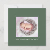 Eleganter Grünrahmen | Baby Foto Birth Ankündigung (Rückseite)