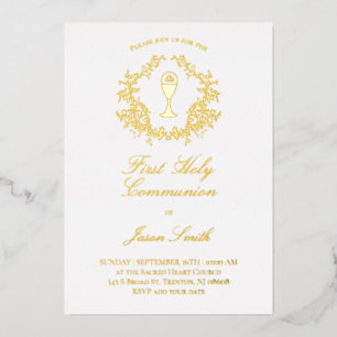 eleganter Grünrahmen Erste Kommunion Folieneinladung