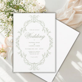 Eleganter Grünrahmen Vintage-Hochzeitseinladung Einladung
