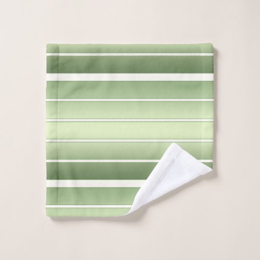 Eleganter Grünstreifen Badhandtuch Set (Waschlappen)