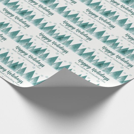Eleganter Grünwald Custom Company Happy Holidays Geschenkpapier (Ecke)