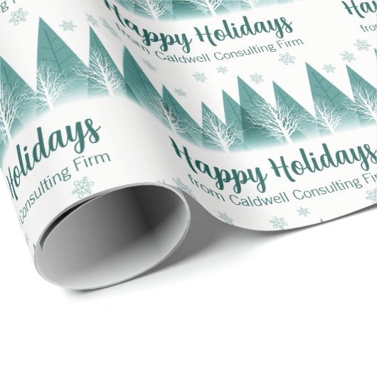 Eleganter Grünwald Custom Company Happy Holidays Geschenkpapier (Rolleneckpunkt)