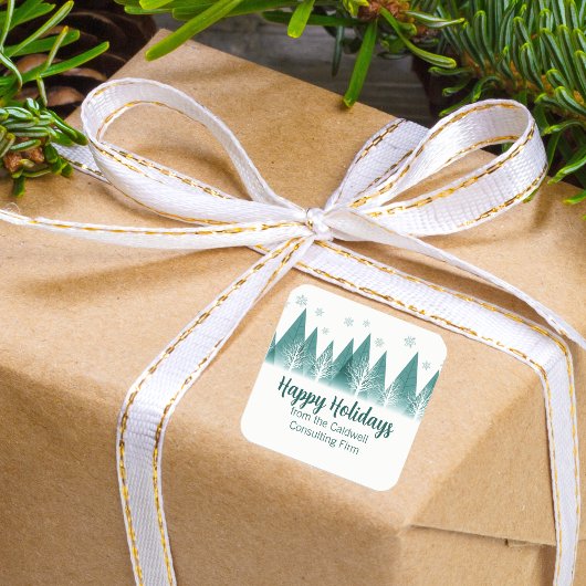 Eleganter Grünwald Custom Company Happy Holidays Quadratischer Aufkleber