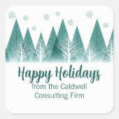 Eleganter Grünwald Custom Company Happy Holidays Quadratischer Aufkleber (Vorderseite)