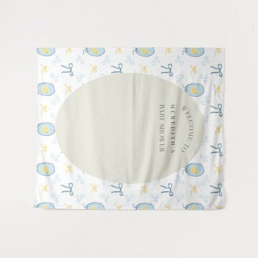 Eleganter Gummi Ducky Ribbon Babydusche Hintergrun Wandteppich (Vorderseite (Horizontal))