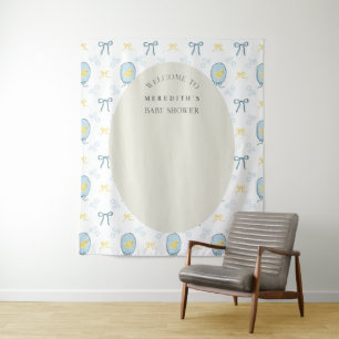 Eleganter Gummi Ducky Ribbon Babydusche Hintergrun Wandteppich