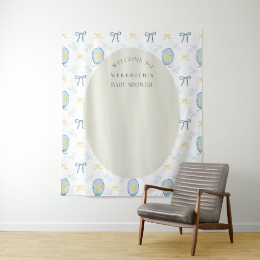 Eleganter Gummi Ducky Ribbon Babydusche Hintergrun Wandteppich (Beispiel)