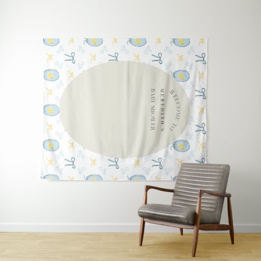 Eleganter Gummi Ducky Ribbon Babydusche Hintergrun Wandteppich (Beispiel (Horizontal))