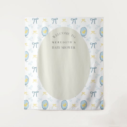 Eleganter Gummi Ducky Ribbon Babydusche Hintergrun Wandteppich (Vorderseite)