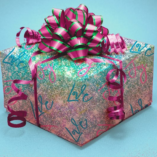 Eleganter, gürmisch-türkisfarbener Glitzer Regenbo Geschenkpapier