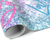 Eleganter, gürmisch-türkisfarbener Glitzer Regenbo Geschenkpapier (Rolleneckpunkt)