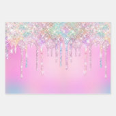 Eleganter, gürtelförmiger Imitat Rosa Glitzer Geschenkpapier Set (Vorderseite 3)