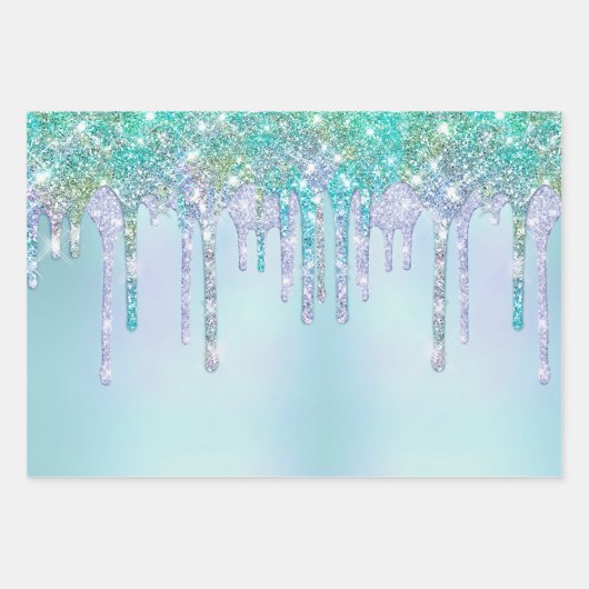 Eleganter gürtelförmiger Imitat türkisfarbener Gli Geschenkpapier Set (Vorderseite)