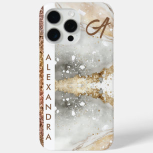 Eleganter, gürtelgoldener Glitzer aus weißem Marmo Case-Mate iPhone Hülle