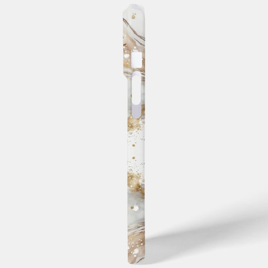 Eleganter, gürtelgoldener Glitzer aus weißem Marmo Case-Mate iPhone Hülle (Rückseite / Links)