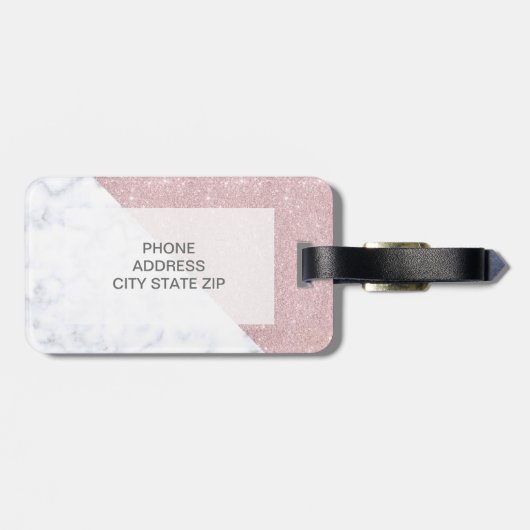 eleganter, gürteliger Glitzer aus Goldgold, weißem Gepäckanhänger (Rückseite horizontal)