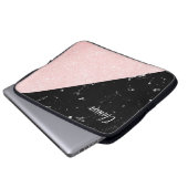 Eleganter, gürteliger Glitzer aus Rose und schwarz Laptopschutzhülle (Vorne Knopf)