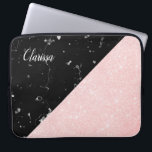 Eleganter, gürteliger Glitzer aus Rose und schwarz Laptopschutzhülle<br><div class="desc">Chick Imitate Rose Gold Glitzer und schwarz Marmor geometrische Design.</div>
