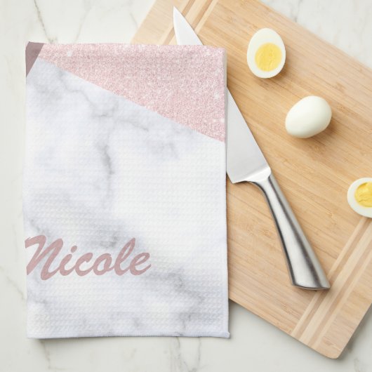 Eleganter, gürteliger Glitzer aus Rose und weißem Geschirrtuch (Viertel Falte)