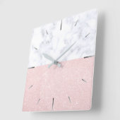 Eleganter, gürteliger Glitzer aus Rose und weißem Quadratische Wanduhr (Winkel)