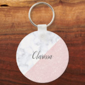 Eleganter, gürteliger Glitzer aus Rose und weißem Schlüsselanhänger (Vorderseite)