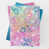 Eleganter, gürteliger Glitzer, einhorniger Regenbo Geschenkpapier Set (Beispiel)