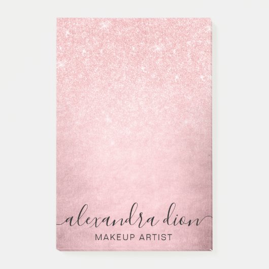 Eleganter, gürtelrosa Rosa-Glitzer-Makeup-Künstler Post-it Klebezettel (Vorderseite)