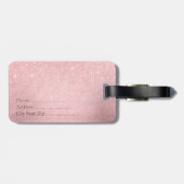 Eleganter Gürtelrosa Rosengold-Glitzer Gepäckanhänger (Rückseite horizontal)