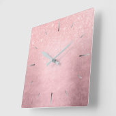 Eleganter Gürtelrosa Rosengold-Glitzer Quadratische Wanduhr (Winkel)