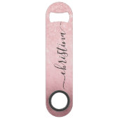Eleganter Gürtelrosa Rosengold-Glitzer Speed Flaschenöffner (Rückseite)